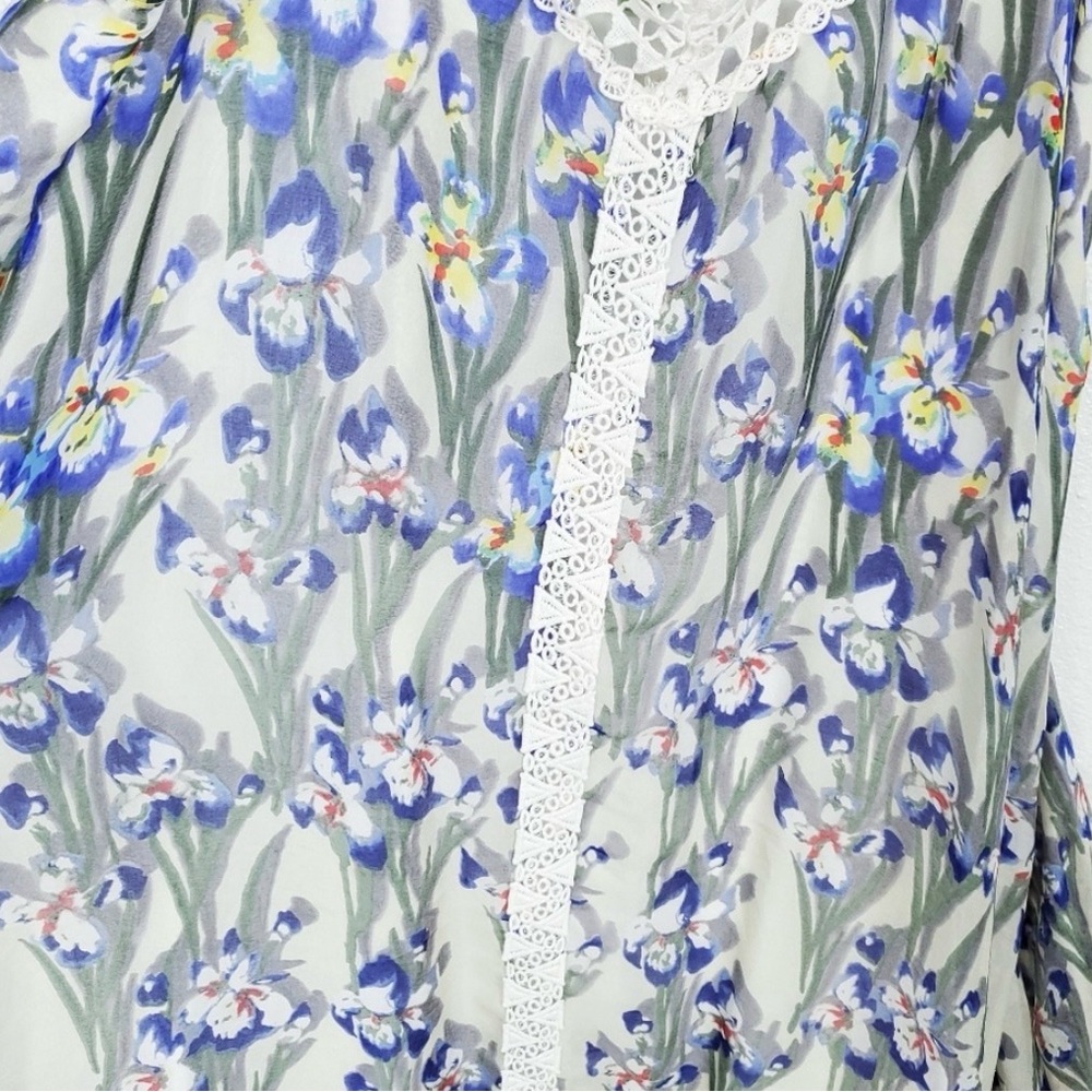 Johnny Was Cream Slip Midi Dress with Blue and Green Floral Print - Picture 6 of 11